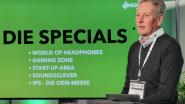 Stefan Dreischärf, Geschäftsführer des Messeveranstalters High End Society, stellt auf der Pressekonferenz die Sonderbereiche vor, unter anderem die World of Headphones und den Komponentenbereich IPS - International Parts + Supply